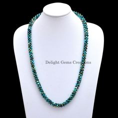 PRODUCT DETAIL : ITEM : TURQUOISE BEADED NECKLACE ITEM CODE :  DGC910 ITEM NAME :NECKLACE  GEMSTONE :  TUQUOISE BEADS SHAPE :  MICRO FACETED ROUND LENGTH :   20 INCH APPROX BEADS SIZE : 3 MM BEADS / 7 MM THICK ROPE APPROX WEIGHT :  145 Cts. APPROX CUSTOMIZATION/BULK ORDER : AVAILABLE PLEASE FEEL FREE TO CONTACT IF YOU REQUIRE ANY FURTHER INFORMATION. Turquoise Crystal Necklaces With Gemstone Beads, Turquoise Gemstone Beads Crystal Necklace, Turquoise Round Beads Crystal Necklaces For Jewelry Making, Turquoise Faceted Beads Necklace For Jewelry Making, Turquoise Necklace With Faceted Beads For Jewelry Making, Turquoise 8mm Beads For Jewelry Making, Turquoise Gemstone Beaded Necklaces, Turquoise Beaded Crystal Necklaces With Round Beads, Turquoise Necklaces With 8mm Beads