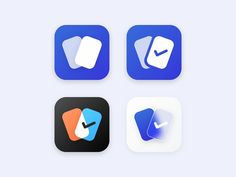 four different app icons on a white background