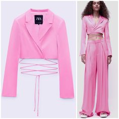 Absolutely Beautiful Piece , Expensive Look Very Similar To High End Designers High Quality Tailoring Premium Quality Fabric Totally Worth Adding It To Your Closet Tie Blazer, Zara Set, Hot Pink Blazers, Off White Jacket, Cute Blazers, Blazer Pink, Cropped Blazer Jacket, Satin Blazer, Textured Jacket