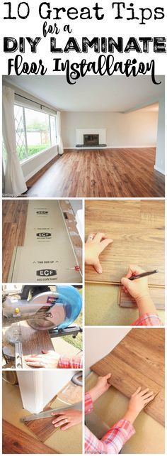 a collage of pictures showing how to install laminate flooring