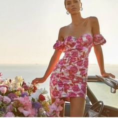 Gorgeous Dress! I Got So Many Compliments On This One. I Wore For A Photo Shoot With My Husband On Our Honeymoon In Italy And It Was Perfection! Honeymoon In Italy, Alamour The Label, Feminine Women, Dress Back, Floral Mini Dress, Dress Backs, Gorgeous Dresses, Pink Red, My Husband