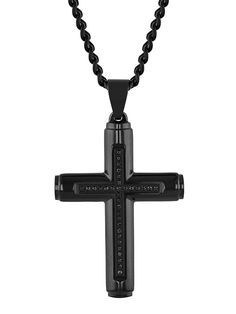 Subtle but endlessly stylish, this pendant features a glimmering black diamond cross framed by black IP stainless steel. The pendant rests on a 24 inch chain with a durable lobster claw clip so that you can take this stunning symbol of faith wherever you go. Pendant: 58MM x 31MM x 4MM Chain: 24"Product Care : To keep your jewelry looking its best, we recommend following these simple care instructions. First, wipe your jewelry clean with a soft, dry cloth to remove any dirt or residue. Avoid using harsh chemicals or abrasives, as these can damage the surface of your jewelry. To prevent scratching, avoid wearing your jewelry while doing physical activities or when it may come into contact with other metals or gemstones. When not in use, store your jewelry in a separate compartment or pouch t Digital Watches For Men, Watches Collection, Latest Watches, Designer Watches, Bootie Sandals, Straw Bags, Sneaker Slippers, Diamond Cross, Baby Boy Shoes