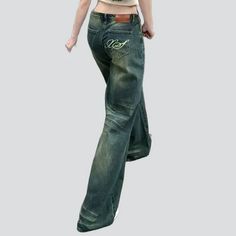 Introducing our latest addition to the 2023 Summer Collection – the yellow-cast women's vintage jeans, inspired by the iconic y2k style!Distinctive Features: Y2K Vibes: Taking fashion cues from the turn of the millennium, these jeans exude a playful and nostalgic charm. Wide-Leg Wonder: The wide-leg silhouette adds a touch of retro flair, making these jeans a must-have for any vintage lover. Vintage Appeal: Crafted with a sanded and whiskered finish, these jeans capture the essence of vintage fashion, perfect for those who love a touch of old-school charm. Yellow-Cast Hue: The striking yellow-cast hue adds a unique and eye-catching element to these jeans, making them stand out from the crowd. Medium-Wash Magic: The medium-wash denim adds a touch of versatility, making these jeans suitable Retro Mid-rise Flare Jeans For Streetwear, Y2k Mid-rise Jeans For Streetwear, Vintage Mid-rise Jeans For Streetwear, Y2k Flare Jeans With Five Pockets, Iconic Y2k, Charm School, Y2k Vibes, Daily Style, Vintage Lover