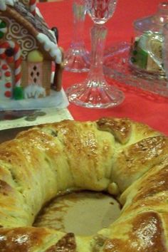 there is a pastry on the table ready to be eaten