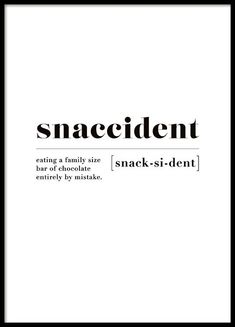 an advertisement with the words snack - siden on it in black and white text