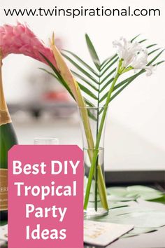 Tropical party. Pop the bubbly. Pink and white flowers. Wine Dinner Party, Pop The Bubbly, Wine Dinner, Best Diy, Sparkling Wine