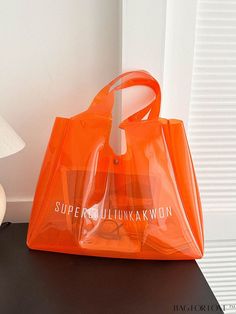 BagForLove - Spacious Transparent Tote: Ideal for Beach, Stylish Single Shoulder Bag in Orange Product Description Color Orange Pattern Type Letter Type Shoulder Tote Bag Bag Size Oversized Closure Type Buckle Material PVC Size Chart INCH CM Bag Length Bag Width Bag Height Handle Height 18.1 inch 13.4 inch 5.9 inch 11.8 inch Bag Length Bag Width Bag Height Handle Height 46 cm 34 cm 15 cm 30 cm Details Pictures Similar Products h2 { text-align: center; } /* æ¢è¡ */ li{ white-space: normal; word Trendy Clear Shoulder Bag For Beach, Trendy Clear Shoulder Bag For The Beach, Trendy Beach Bag With Clear Strap, Trendy Beach Bags With Clear Strap, Summer Beach Shoulder Bag With Clear Strap, Large Capacity Clear Bags For Beach, Clear Shoulder Bag For Beach, Beach Shoulder Bag With Clear Strap, Summer Large Capacity Clear Shoulder Bag