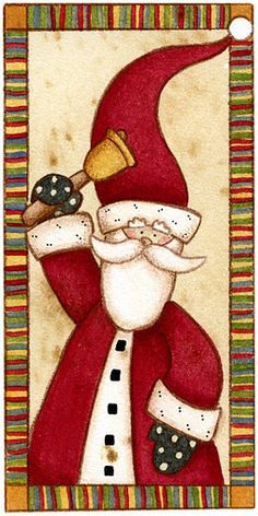 a painting of a santa clause holding a pipe