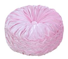 Tufted edges and bold with color, this decorative throw pillow will surely add style to any living room, bedroom, den, kids room or guest room. Spruce up your sofa, chair, or lounge area with beautiful and bold colors for the season. Made of soft polyester knit with a slight sheen, tufted edges, and covered button center on both sides that can be added to any modern, contemporary, rustic, or farmhouse look. Pillows sold each, buy two for a matching set! All sewn edges, so pillow cannot be opened Pink Velvet Comforter, Button Pillow, Round Throw Pillows, Round Beds, Punk Aesthetic, How To Dress A Bed, Jewel Colors, Rustic Contemporary, Pink Round