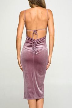 Mauve Velvet Slit Midi Dress Mauve Velvet, Backless Blouse Designs, Tango Dress, Backless Blouse, Fall Shopping, Square Necklines, Yellow Dress, Square Neckline, Backless Dress Formal