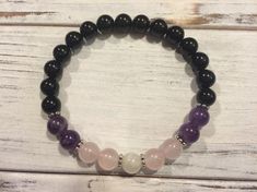 Black Amethyst Crystal Bracelet In Spiritual Style, Black Crystal Gemstone Bracelet For Meditation, Emotional Energy, Love Energy, Moonstone Stone, Love Rose, Crown Chakra, Black Tourmaline, Pink Stone