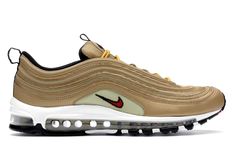 Air Max 97 Metallic Gold - 884421-700 Gold Air Max Sneakers For Streetwear, Gold Sneakers With Air Cushioning For Sports, Gold Sneakers With Air Max Cushioning For Streetwear, Metallic Gold Shoes, Nike Gold, Gold Shoes, Nike Fashion, Nike Air Max 97, Nike Sneakers