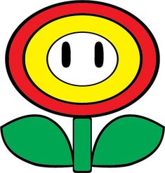 a flower with a smiley face in the center and green leaves around it's petals