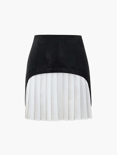 Faux Leather Patchwork Pleated Mini Skirt Pleats Skirt, Leather Patchwork, Women Skirt, Skirt Pleated, Pleated Skirts, Pleated Mini Skirt, Dark Academia, Fitted Dress, Diy Fashion