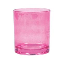 a pink glass is shown against a white background