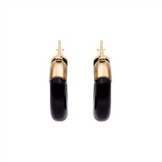 Black onyx and 14k yellow gold earring. Total weight: 4.86g Classic 14k Gold Hoop Earrings For Evening, Classic Black Earrings For Formal Occasions, Classic Polished Hoop Earrings For Evening, Classic Yellow Gold Hoop Earrings For Evening, Classic Hoop Earrings For Evening, Classic Evening Hoop Earrings, Classic Black Hoop Earrings For Formal Occasions, Classic Black Enamel Earrings For Formal Occasion, Modern Black Hoop Earrings For Formal Occasions