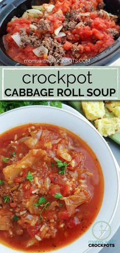 the crockpot cabbage roll soup is ready to be eaten and put in an oven