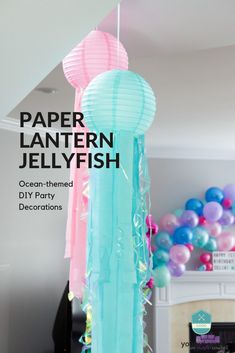 the cover of paper lantern jellyfish is shown with balloons and streamers in the background