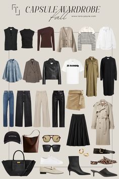 Minimalist Chic Capsule Wardrobe, Fashion Guide Womens, Fall Outfits With Basics, Fall Fashion Essentials, Style Basics Women, Fall Outfits Ideas For Women, 10 Pieces 30 Outfits Capsule Wardrobe, Outfit Ideas Layout Casual, Fall Wardrobe Essentials 2024