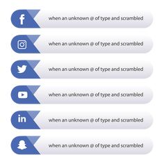 four different types of text in blue and white with the words'when unknown, type and scrambled '