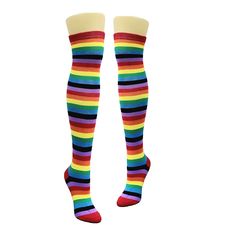 Rainbow Stripe Pattern Socks from the Sock Panda (Thigh High) Best Socks Ever, Best Gift Ever Trendy Knee-high School Socks, Thigh High Hosiery For School, Multicolor Stretch Thigh High Stockings, Multicolor Stretch Thigh-high Stockings, Multicolor Stretch Thigh High Legwear, Trendy Multicolor Thigh High Stockings, Trendy Stretch Multicolor Stockings, Stretch Knee-high Hosiery For School, Playful Multicolor Knee-high Socks