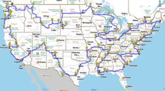 a map of the united states with all roads and major cities in each country on it