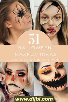 Face Paint For Adults Halloween, Funny Face Paint Ideas For Adults, Halloween Face Make Up Ideas, Halloween Makeup How To, Easy Halloween Makeup For Beginners, Unique Halloween Makeup Looks, Adult Halloween Face Paint Ideas, Best Halloween Makeup Ideas, Beauty Halloween Makeup