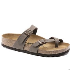 Brand New, Never Worn. Mocha Birkenstock, Birkenstock Slides, Brown Birkenstock, Birkenstock Styles, 30s Fashion, Suede Fashion, Strap Wedge, Zermatt, 5 Kids