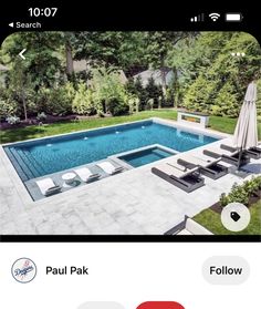 an iphone photo of a pool and patio