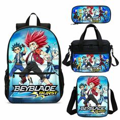 Beyblade Burst Schoolbag Students Backpack CrossBody Lunch Bag Pen Bag Kids 4PCS Notes The color and luster of the actual item might be slightly different from the picture       shown, which mainly lies in different light effect and computer monitor. Please give     us your understanding. Thank you. Payment We accept PayPal ONLY Payment can be made via PayPal by credit card, debit card, bank account or e-check. PayPal will automate exchange currency for you if the listing is in another currency School Backpack Boys, Cool Lunch Boxes, Kids School Backpack, Pen Bag, Bag Lunch, Boys Backpacks, School Bags For Kids, Beyblade Burst, Student Backpacks