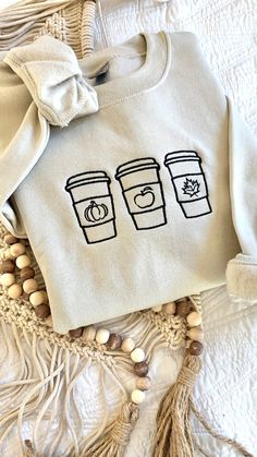 Embroidered Fall Sweatshirt Pumpkin Spice Coffee Sweatshirt - Etsy Fall Cricut Sweatshirts, Fall Embroidered Shirts, Fall Graphic Sweatshirt, Embroidered Fall Sweatshirt, Cute Fall Sweatshirts, Fall Sweatshirt Vinyl, Fall Sweatshirt Ideas, Halloween Fashion Outfits, Fall Crewneck Sweatshirt