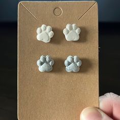 Handmade By Me Out Of Polymer Clay! Never Worn, Brand New! Clay Paw Print, Bridal Diamond Ring, Mint Green Flowers, Paw Print Earrings, Skeleton Earrings, Moon And Star Earrings, Swirl Earrings, Minimalist Studs, Real Turquoise