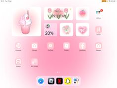 a pink background with icons and symbols for an app or web page on the left side