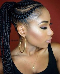 Corn Row Braids Black Women Ponytail, Pretty Ponytail, Ghana Braid Styles, Cornrow Designs, Corn Row, Ghana Braids Hairstyles, Gorgeous Braids, Twisted Hair, Braided Hairdo