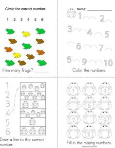 the worksheet for numbers 1 to 10 with frog and froggy on it