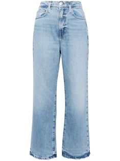 blue cotton blend washed denim belt loops mid-rise flared design button fly fastening classic five pockets distressed hem Frame Jeans, Denim Belt, Yoko London, City Dress, Van Cleef Arpels, Washed Denim, Summer Beach Wear, David Yurman, Lady Dior