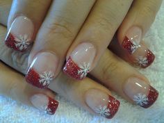 Sns Nails Designs, Nail Magic, Santa Nails, Nail Business, French Tip Nail Designs, French Manicure Nails, Holiday Nail Designs, Diy Acrylic Nails