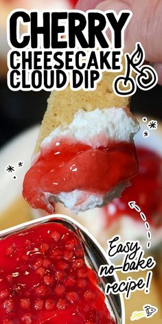 Cherry Cheesecake Dip Cream Cheese Dessert Dip, Cream Cheese Marshmallow Fluff, Cherry Cheesecake Dip, Easy Dessert Dips, Cheesecake Dip Recipe, Cream Cheese Recipes Dip, Sweet Cherry Pie, Fruit Pie Filling, Canning Cherry Pie Filling