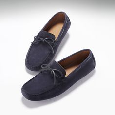 Navy blue laced suede driving loafers with a tan coloured soft leather lining and rubber studded driving shoe sole. Made in Portugal Italian Suede Upper Natural Tan Leather Lining Rubber studded sole Shoe Sole, Driving Loafers, Natural Tan, Driving Shoes, Blue Suede, Tan Color, Tan Leather, Soft Leather, Loafers