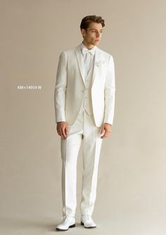 KM14954_W｜男性衣装｜衣裳を選ぶ｜ビアンベール from Arkbell All White Suits For Men, Vintage Mens Wedding Attire, All White Suit Men, All White Wedding Suit, White Suit Wedding Mens, All White Suit For Men, White Suit For Wedding, White Suit For Groom, White Suits Men