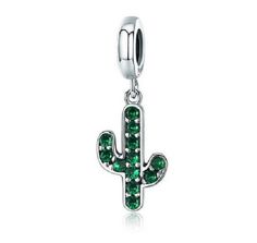 Cactus Glittering Green CZ Pendant Charm Beads charm 100% 925 Sterling Silver fit for Authentic Pand Country Girl Jewelry, Street Wear Grunge, Pandora Travel, 2000 Models, Travel Bracelet, Green Charms, Girl Friendship, Charms Pandora, Llama Alpaca