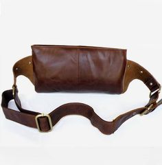 Genuine Leather Belt Bag / Rugged Leather Briefcase / Leather Hip Bag / Men's Bag In Brown--Y01 on Luulla