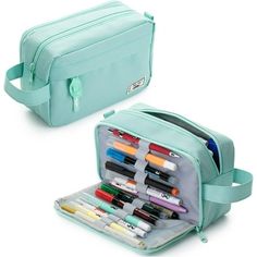 This package includes 1 mint green pencil case that's perfect for holding your pens and other tools. It can easily store 100+ of them, making it great if you're a student who likes to switch up what they use! Mr. Pen pencil case is made of durable fabric and features a smooth zipper. The seams are stitched with clean, solid lines, and the case is tear-resistant and scratch-resistant. It's easy to clean and perfect for school or work. The handle feels sturdy and comfortable to the touch, making i Green Pencil Case, Pencil Pouches, Bible Journaling Supplies, Cute Stationary School Supplies, Green Pencil, School Pencil Case, Solid Line, College School Supplies, Pen Store