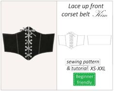 Corset belt sewing pattern PDF, corset pattern with detailed step by step tutorial (illustrated). Available in English. Sizes: XS-XXL Instant download. Printable pattern and detailed tutorial illustrated with pictures. You don't have to wait until I send you the file as it is sent immediately and automatically right after the purchase! You can print the pattern at your local copy shop or print at home (A4 sized paper). Materials and tools required: 1. Sewing machine 2.Fabric: 115 x 25 cm/45 x 10 inches (Wash and iron the fabric before sewing!) (You can use any fabric that you like: cotton, satin, any dress fabrics, denim, leather etc.) 3.Lining (the same amount as fabric) 4.Interfacing (the same amount as fabric) 5.Boning  6.Threads which color fits the fabric 7. Printed templates (look th Corset Belt Tutorial, Free Corset Belt Pattern, Belt Corset Pattern, Corset Belt Pattern Free, Homemade Corset, Diy Corset Easy, Corset Belt Diy, Corset Belt Sewing Pattern, Diy Corset Belt