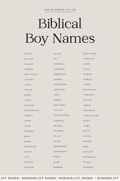 the ultimate list of biblical boy names in black and white, with text below it