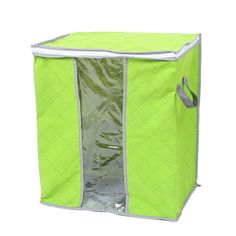 an image of a green storage bag for the toilet or shower stall on white background