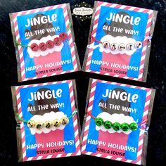 three christmas cards with the words, jungle all the way and happy holidays written on them