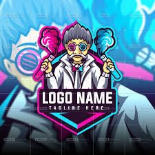 the logo for a gaming team with an image of a man in a lab coat and goggles