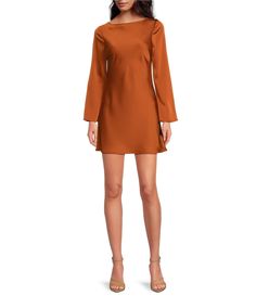 Shop for Gianni Bini Dionne Satin Boat Neck Long Sleeve Mini Dress at Dillard's. Visit Dillard's to find clothing, accessories, shoes, cosmetics & more. The Style of Your Life. Tie Back Mini Dress For Fall, Mini Length Tie Back Dress For Fall, Fall Mini Length Dresses With Tie Back, Fall Long Sleeve Tie Back Dress, Fall Long Sleeve Tie-back Dress, Fitted Tie-back Dress For Fall, Sheath Dress With Back Zipper For Fall, Fall A-line Mini Dress Lined, Fall Inspo Outfits