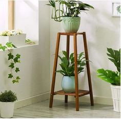 Tall Bamboo Plant Stand - Wnkrs Tall Plant Stand Indoor, Tall Plant Stand, Tall Indoor Plants, Tall Plant, Tall Plant Stands, Corner Plant, Support Pour Plante, Support Plante, Wood Plant Stand